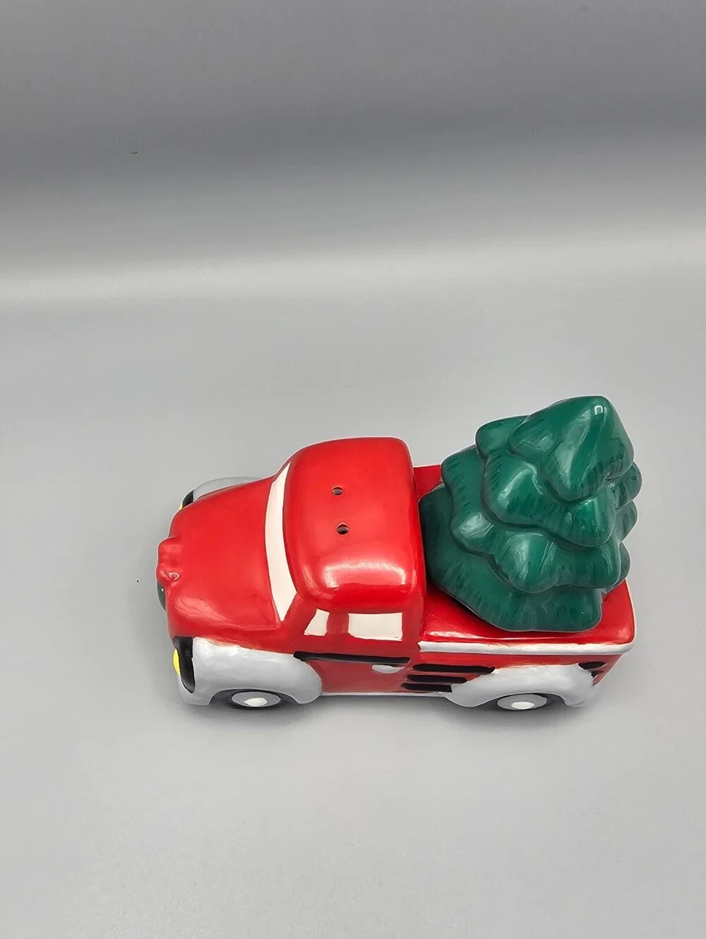 Ceramic Red Truck with Green Christmas Tree Salt and Pepper Shaker